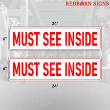 Must See Inside 6"x24" REAL ESTATE RIDER SIGNS Double Sided 2PK -Visible Durable