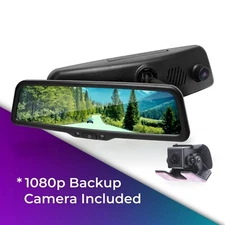Rear View Mirror with 10" LCD Screen & 1080p Dash Cam + 1080p Backup Camera