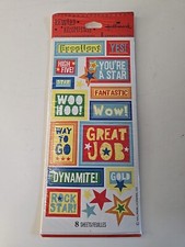 Hallmark 8 Sheet Reward Stickers USA Words for Scrapbooking and Crafts