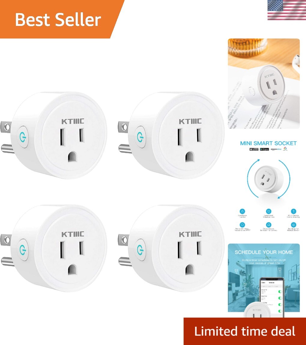 Smart plug 4 Packs, Mini Wifi Outlet Compatible with Alexa, Google Home, No H...-image