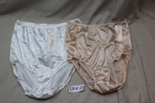 Vintage NYLON Panties Fashions By Teri Size 7 White Tan Pin-Up Retro Embroidere