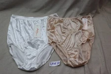 Vintage NYLON Panties Fashions By Teri Size 7 White Tan  Pin-Up Retro Embroidere