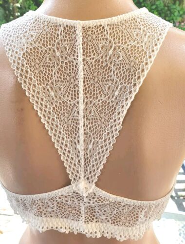 Victorias Secret Rare Vintage Sleep 😴 bra bralette L lined ivory plunge Racer - Picture 4 of 4
