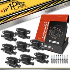 A-Premium 8x Ignition Coil & IRIDIUM Spark Plug Kits for Buick Cadillac Chevy