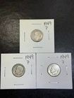 (3 Coins) 1949 P Silver Roosevelt Dimes