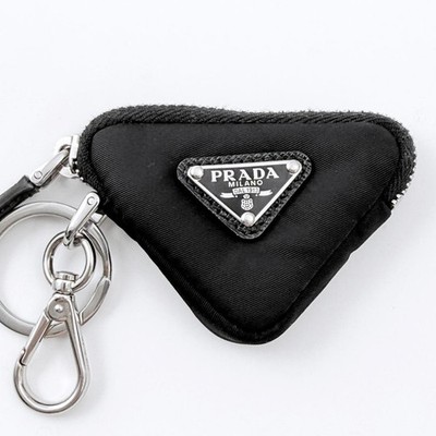 good Prada triangle mini pouch key chain ring nylon | eBay