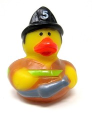 Fireman Rubber Duck New 2in Brown Coat Helmet Hose Squirter 1st Responder  n