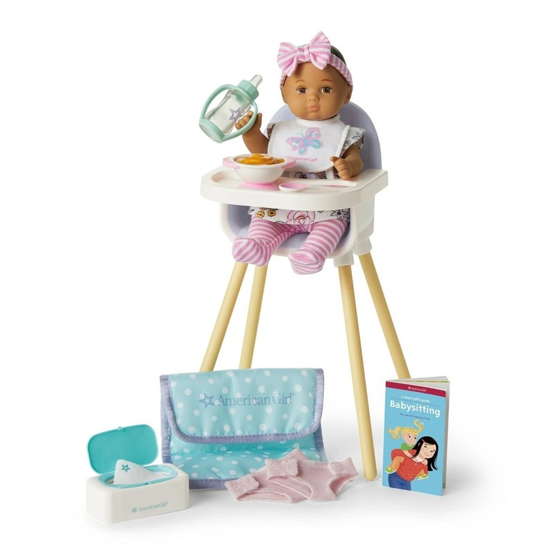 New American Girl Caring for Little Bitty Baby Set~High Chair~Light Doll 8.75”