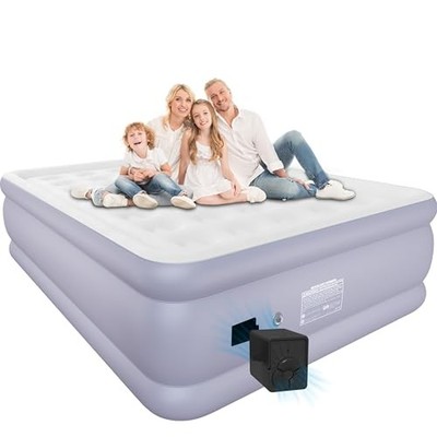 Air Mattress Queen with Built in Wireless Battery Pump,22'' Queen-22'' Purple