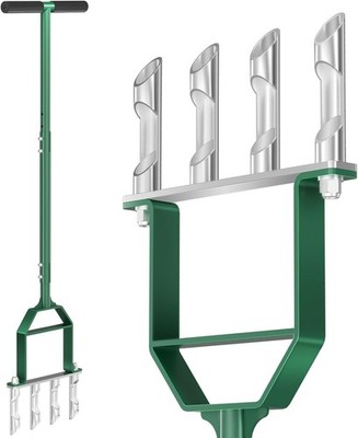 Suntee Lawn Aerator Tool, Manual Core Aerator Lawn Tool with 4 Stainless Steel H