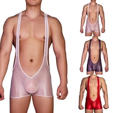 Backless Men's Bodysuit Jockstrap Underwear High Elastic and See Through