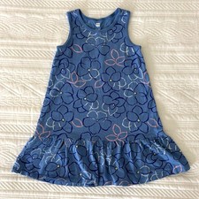 Tea Collection Girls Blue Floral Ruffle Dress Size 6