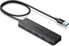 4-Port USB 3.0 Hub, Ultra-Slim USB Splitter for Laptops, PCs and Consoles