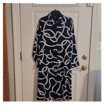 Tommy Hilfiger Navy Rope Print Shirt Dress Collared Long Sleeve Size M