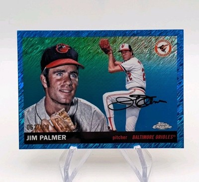 Jim Palmer 2025 Topps Chrome Platinum 306 Blue Shimmer Refractor SP #d/100