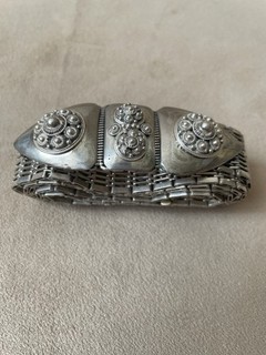 Ceinture Ancienne Argent Massif 127g Style Ethnique / Tribal Artisanale