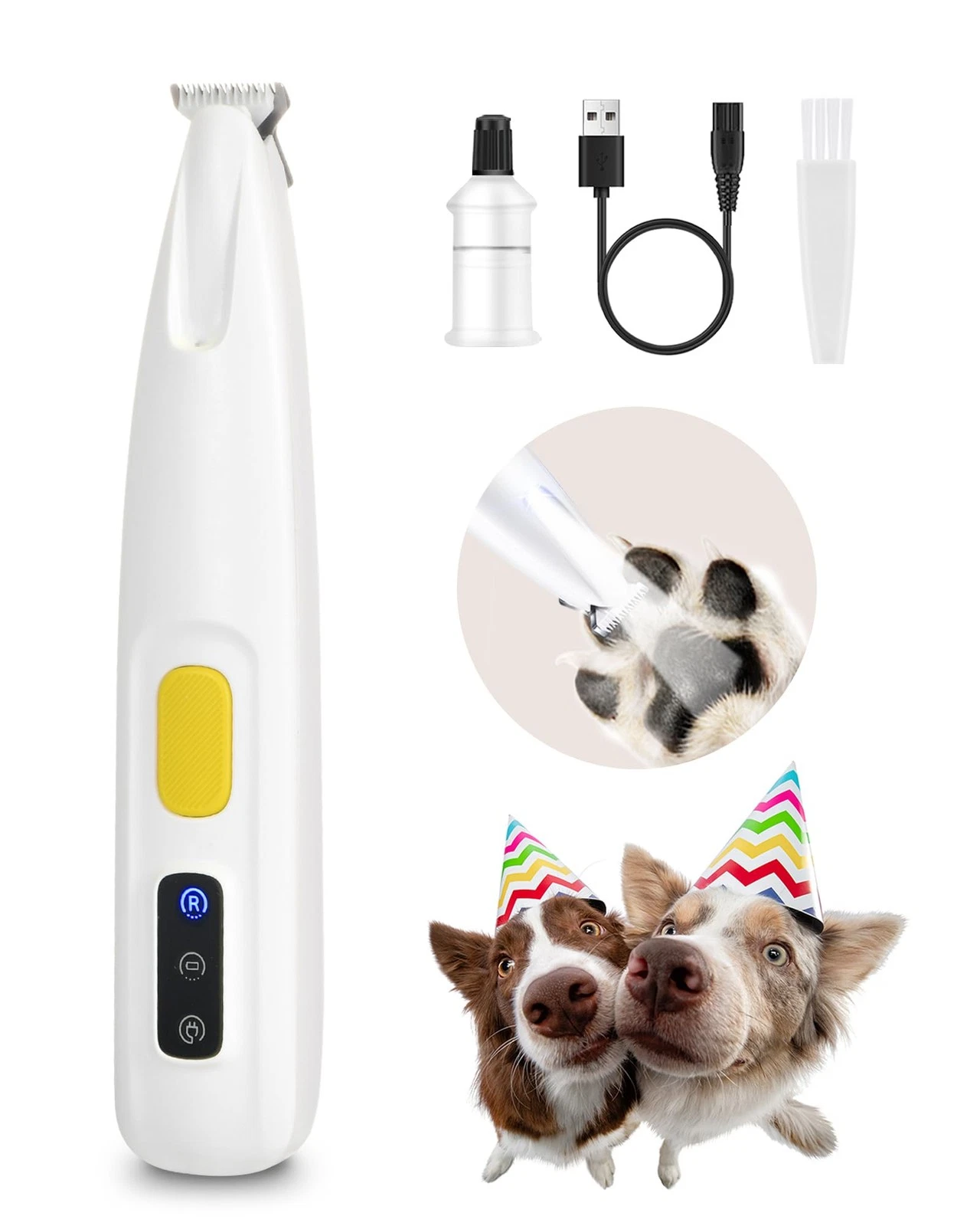 Upgraded Dog Paw Trimmer with LED Light, 18 mm Widen Blade, 35 dB Low Noise, ...