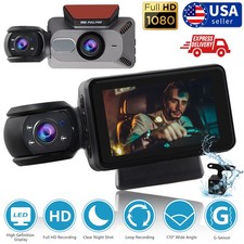 1080P Dual Lens Car DVR Dash Cam Video Recorder G-Sensor Front And Inside Camera