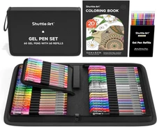 Shuttle Art Gel Pens 120 Pack 60 Colors 60 Refills Adult Coloring Books Drawing