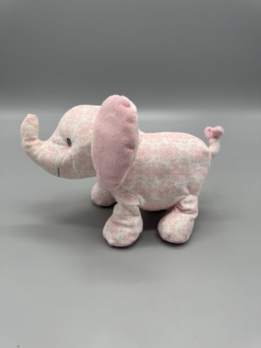 Little Me rosa Blumen Damast Elefant Plüsch Rassel 9 Zoll Stofftier ohne Etikett - Bild 4 von 6