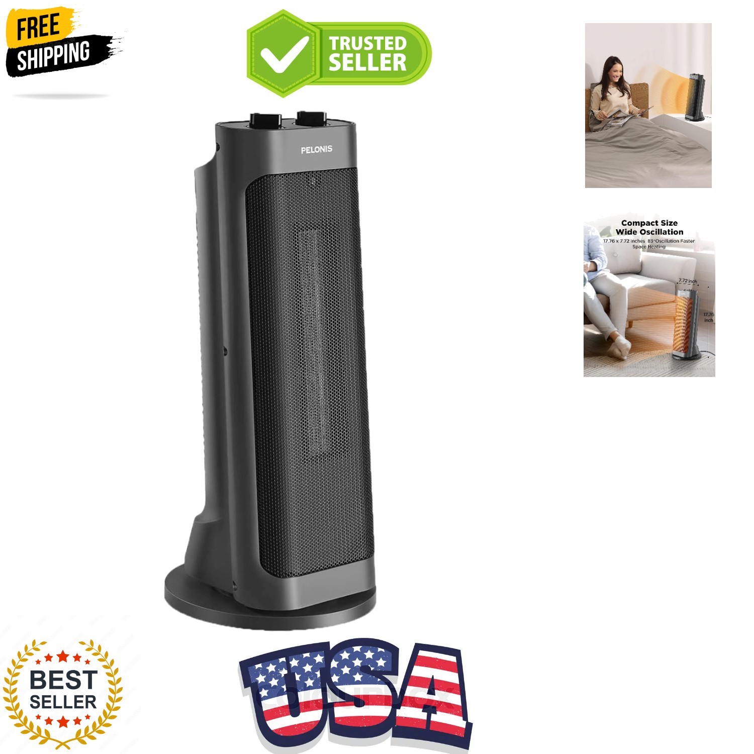 1500W Fast Heating Space Heater, Programmable Thermostat, Ea