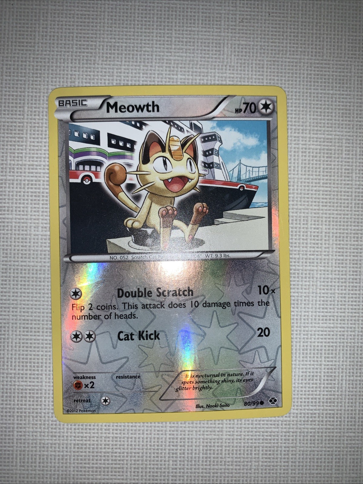 Pokémon card MEOWTH 80/99 Reverse Holo Next Destinies LP
