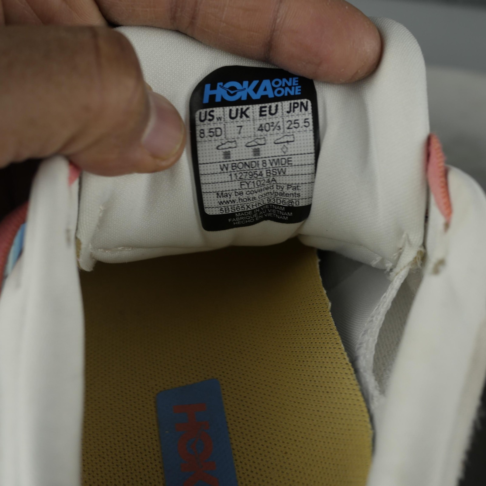 Hoka One One Bondi 8 Wide Shoes Womens Size 8.5 White Running Sneakers 1127954 thumbnail 19