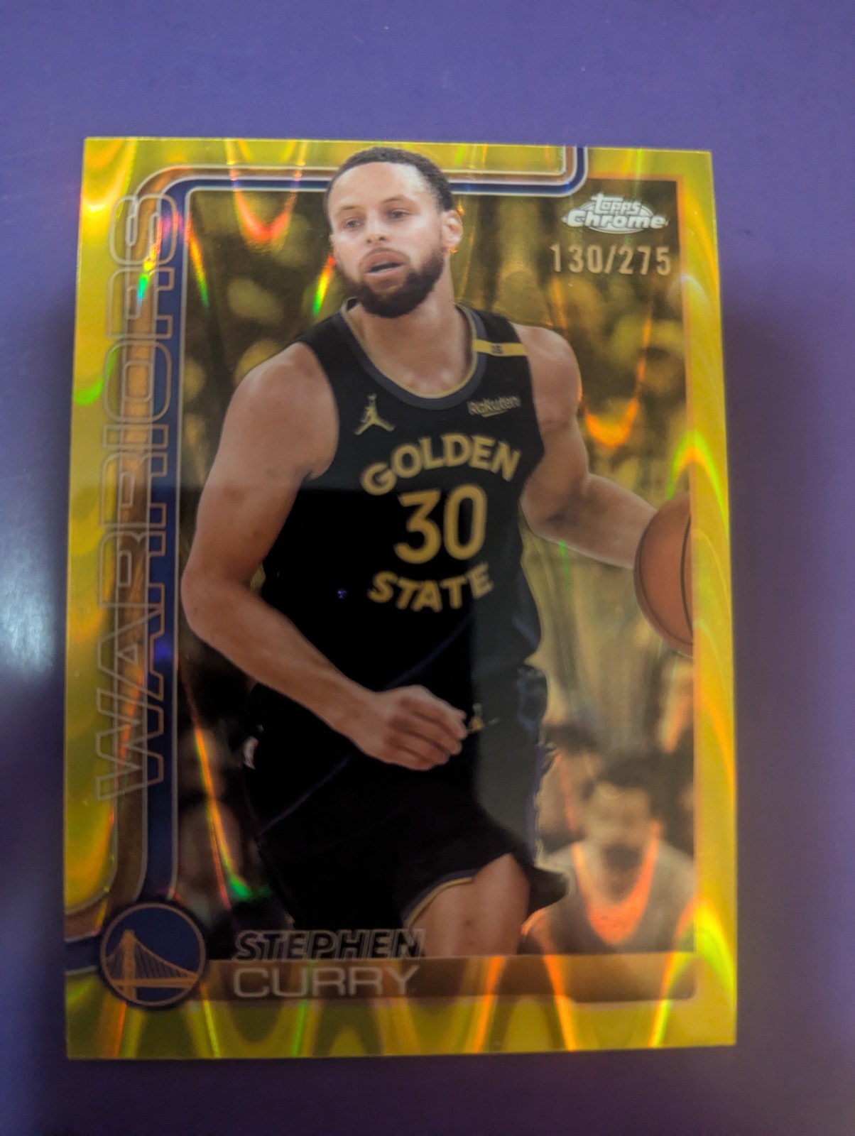 2025-26 Topps Chrome - #201 Stephen Curry Yellow RayWave Refractor /275