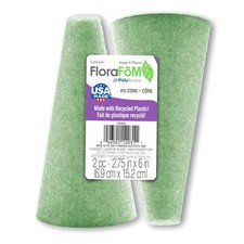 Styrofoam Cones 6"X3" 2/Pkg-Green,Floral Forms, Bases  Frames