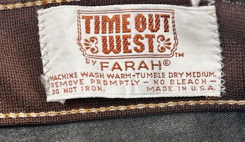 Vintage Farah Time Out West Poly Leisure Pants Suit Set Brown Pearl Snap L/XL - Picture 14 of 20