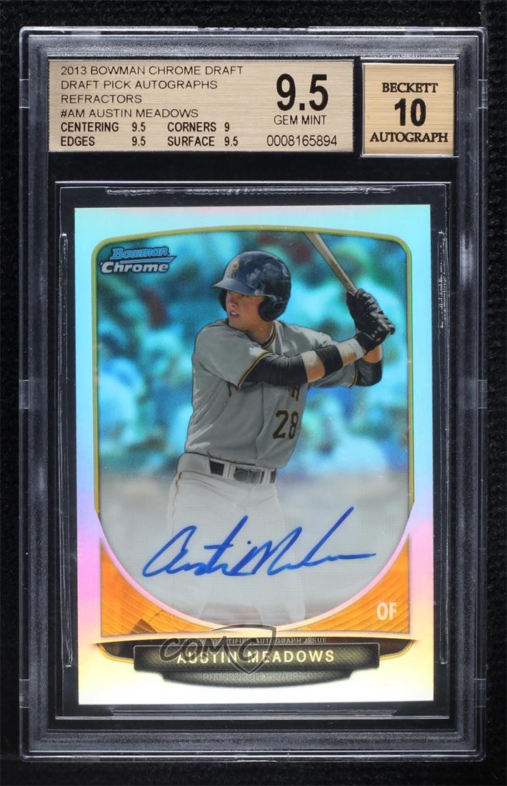 2013 Bowman Draft Chrome Prospect Refractor Austin Meadows BGS 9.5 Auto 1b8