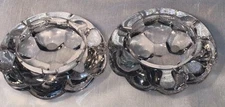 Vintage Set of 2 Kosta Saphir Heavy Bubble Design Glass Ashtrays made in Sweden