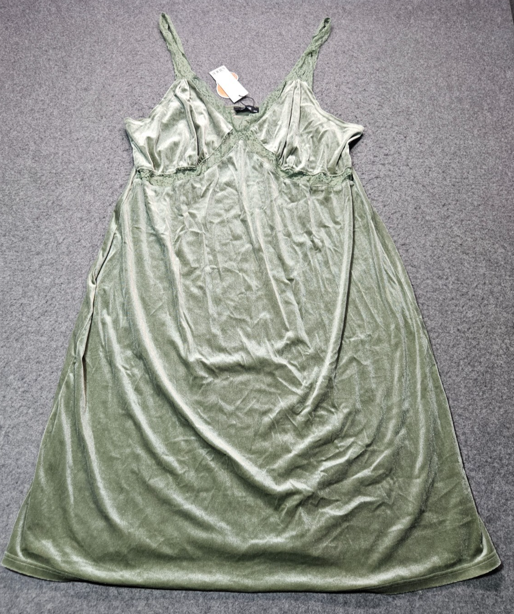 cider green velvet dress olive and lace spaghetti strap long women size 4XL NWT Mini dress