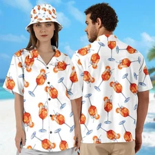 Aperol Spritz Watercolor Hawaii Shirt Watercolor Cocktail Hawaiian Shirt