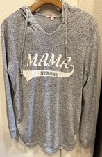 Mama Strong Feathers Maternity Hoodie Sweatshirt Gray Medium