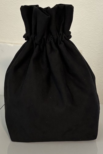 Vtg. CHANEL No. 5 Black Vegan Suede Felted Drawstring Bag - Picture 3 of 5