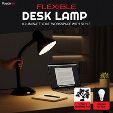 DESK LAMP NECK TABLE FLEXI DESK READING LAMP WITH BULB HOME OFFICE STUDY LIGHT
