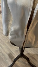 Women's White Zip Jacket Long Sleeve Mid-Length Solid Casual Full Zip M