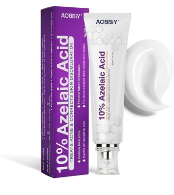 Aobbiy Azelaic Acid 10% Acne Treatment Cream, Redness Relief for Face, 3/30/2027