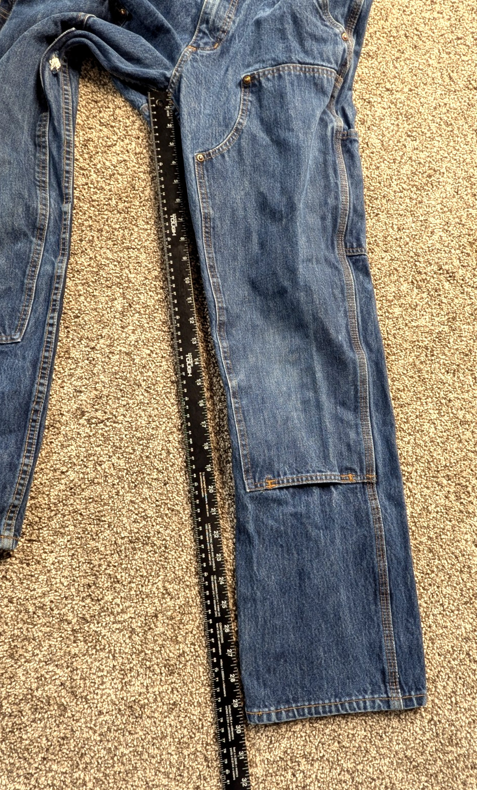 Carhartt Double Knee Jeans Mens 30x32 Distressed Dark Wash Relaxed Fit thumbnail 15