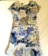 Talbots Dress Blue White Floral A-Line Lined Knee Length Dress Size 8 Ruffle