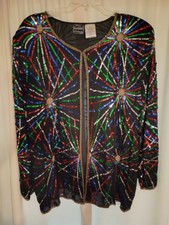 Jean For Joseph Le Bon Silk Beaded Embellished Jacket Blazer Cardigan 3x 24w