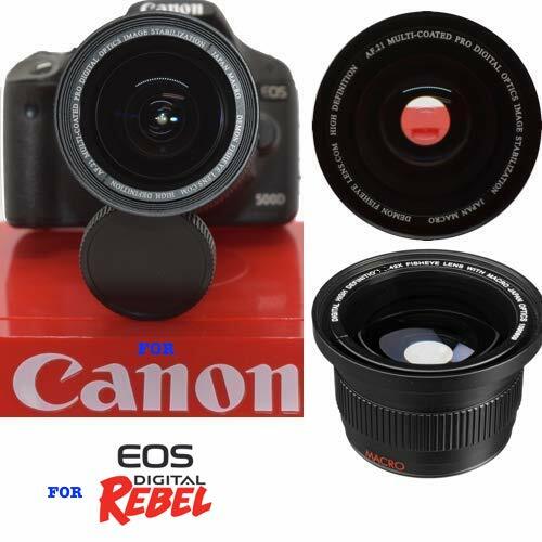 HD5 220° WIDE ANGLE FISHEYE LENS FOR CANON EOS REBEL SL1 1300D T6 T5 6D 60D  80D