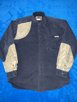 #ad Wrangler Pro Gear Shirt Medium Blue Shooting Button Front Long Sleeve Hunting $18.99