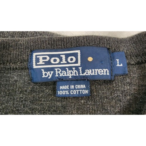Polo Ralph Lauren Sweater Mens L Charcoal Gray Vintage Tight Knit V-Neck Cotton - Picture 3 of 8
