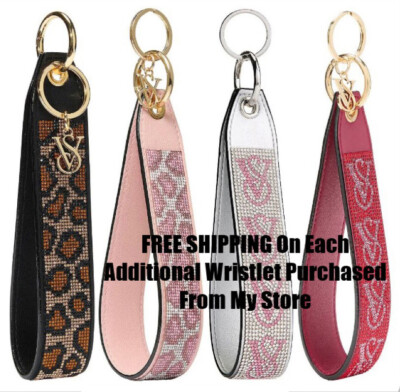 Victoria's Secret VS Bling Rhinestone Wristlet Strap Keychain Pink