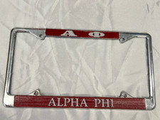 Alpha Phi Chrome License Plate Frame, Die Cast, New, Made in USA