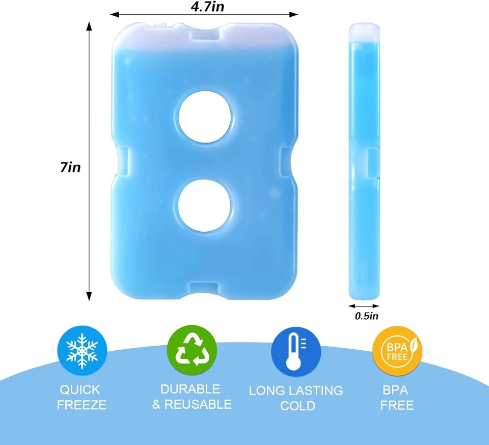 TOPOKO Bolsas de Hielo para Bolsas de Almuerzo, Refrigerador, Congelador Grueso, Paquete de 4 Azul  Foto 3 de 4