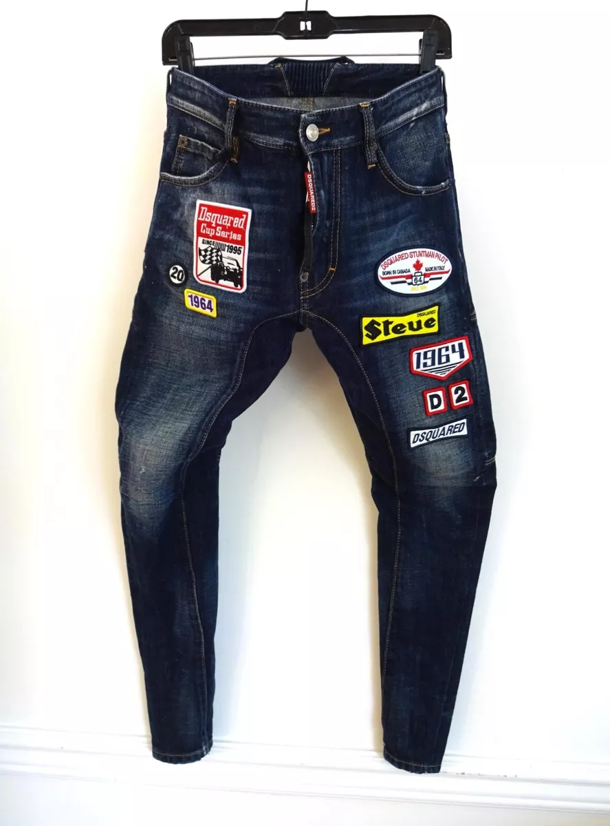 DSQUARED2 TIDY BIKER JEANS WITH PATCHES - MADE IN ITALY - SIZE 44 = US 29