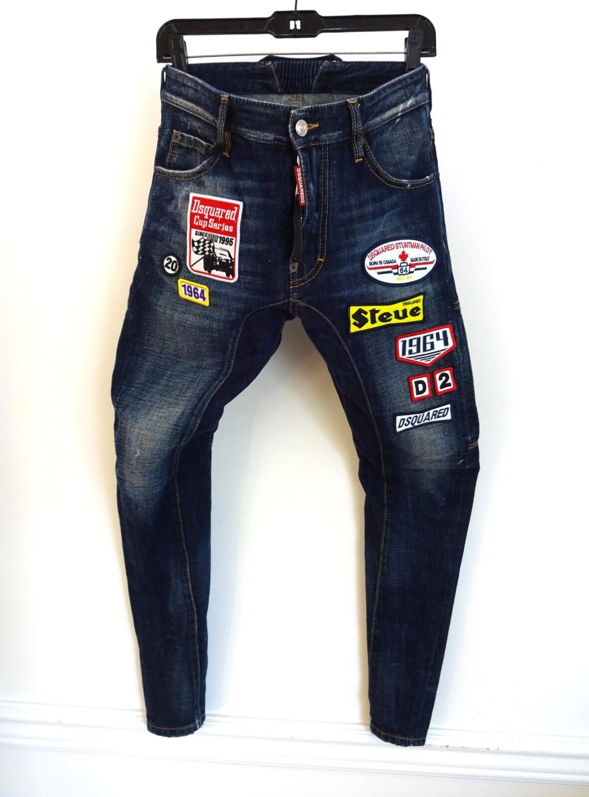 DSQUARED2 TIDY BIKER JEANS WITH PATCHES - MADE IN ITALY - SIZE 44